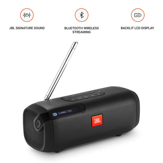 JBL Tuner Black Bluetooth Portable Speaker with FM Radio