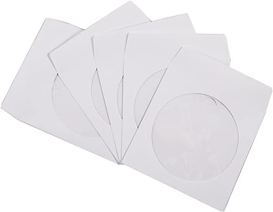 CD/DVD White Paper Sleeves 100 Pack