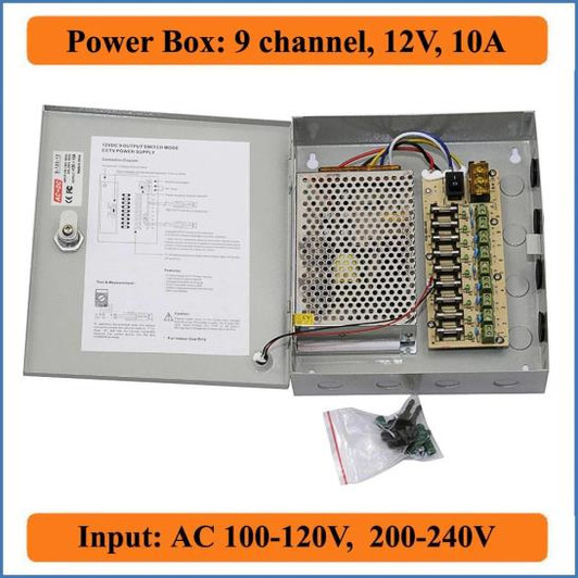 9CH CCTV Power Supply Box DC 12V 10A