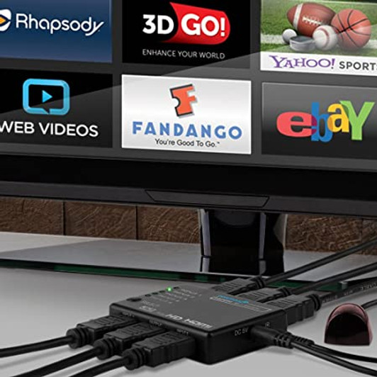 HDMI 5 Port Auto Switch with Remote 5 input to 1 input