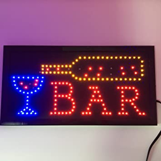 Led Neon Open Bar Sign Electric Display 16”x9.84” Flashing & Steady Light