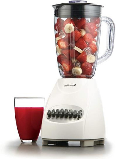 Brentwood 12 Speed Blender with Plastic Jar White Color