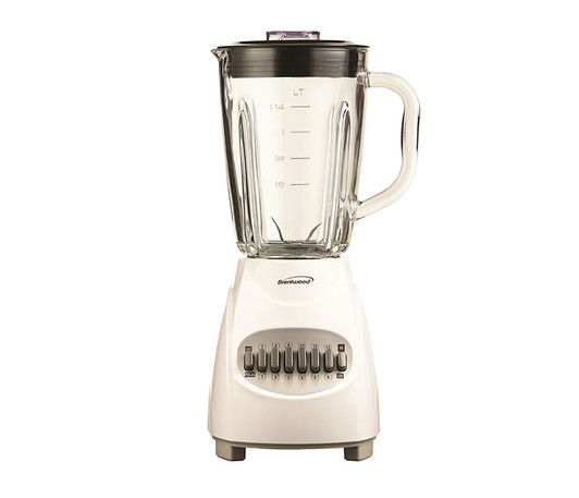 Brentwood 12 Speed Blender with Glass Jar White Color