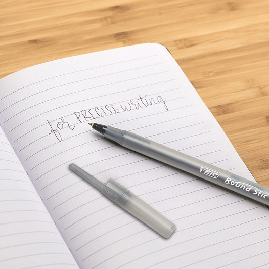 BIC Black Ball Pen Round Stic Fine Point 0.80mm Pack Of 12