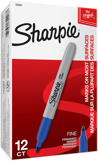 Sharpie Blue Marker Fine Point Permanent Marker 12 Pack