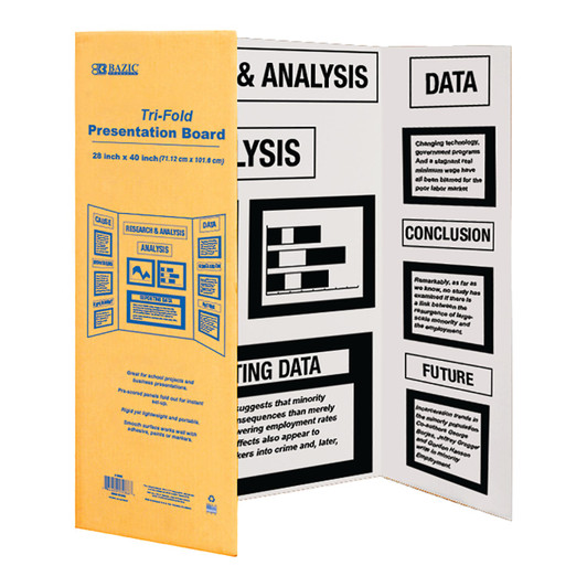 Bazic 36" X 48" Assorted Color Tri-Fold Corrugated Presentation Board