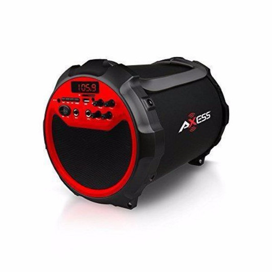 Axess Barrel blaster Red 6" Subwoofer Bluetooth Speaker with Microphone