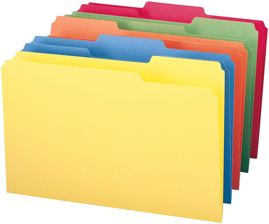 Smead File Folder 1/3-Cut Tab Legal Size Assorted Colors 100 Per Box