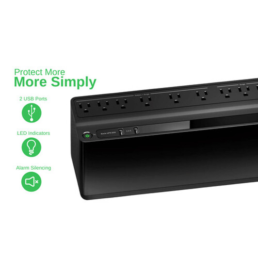 APC 850VA 9 Outlet 2 USB 120V UPS Power Back up with Surge Protector