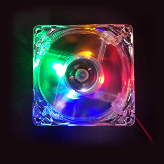 Agiler 80 X 80 X 25MM 12V transparent PC cooling fan with 3 color LED