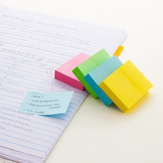 Bazic Stick On Notes 1.5" X 2" 100 Sheets per color 4 Pack
