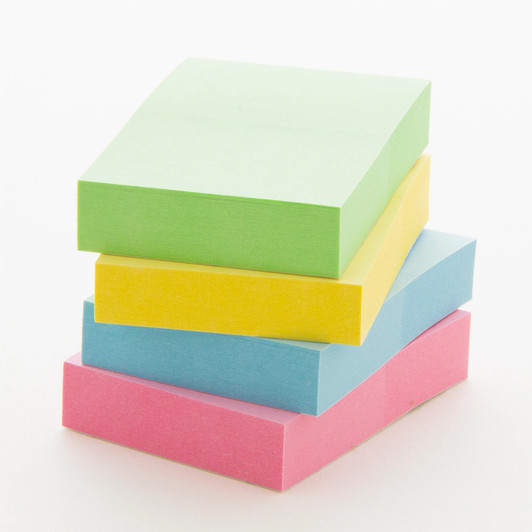 Bazic Stick On Notes 1.5" X 2" 100 Sheets per color 4 Pack