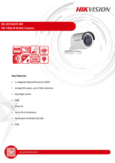 Hikvision 720P Bullet HD Analog Outdoor Camera