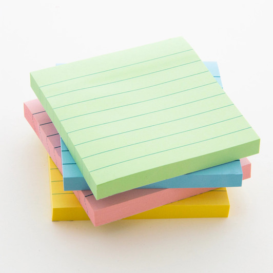 Bazic Lined Stick On Notes 3" X 3" 40 Sheets per color 3 Pack