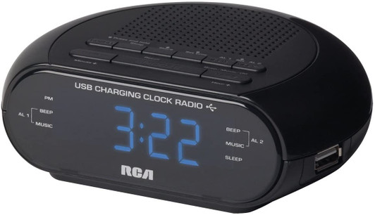 RCA Dual Wake, Clock, Radio with USB Charging