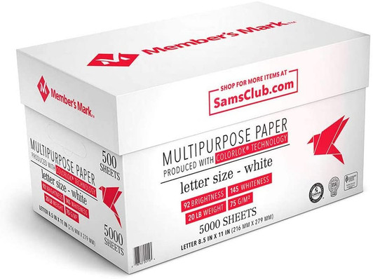Member's Mark Letter size 20 lb copy Paper 10Pcs Pack