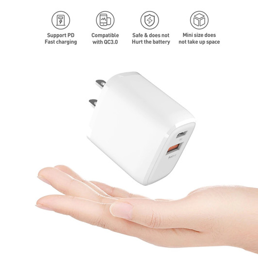 Olesit White Dual Port Type C & USB A 20W Fast Wall Charger Adapter