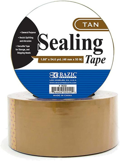 BAZIC 1.88" X 54.6 Yards Tan Packing Tape