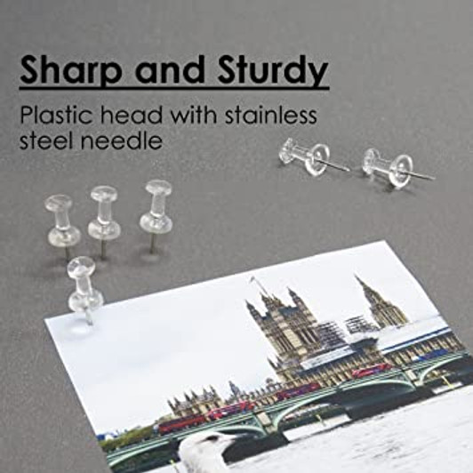 BAZIC Clear Transparent Push Pins (100/Pack)