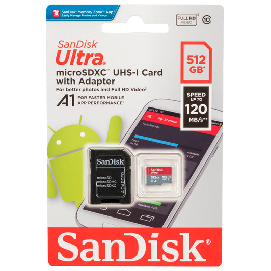 SanDisk 512GB microSD Memory Card with Adapter - 150MB/s