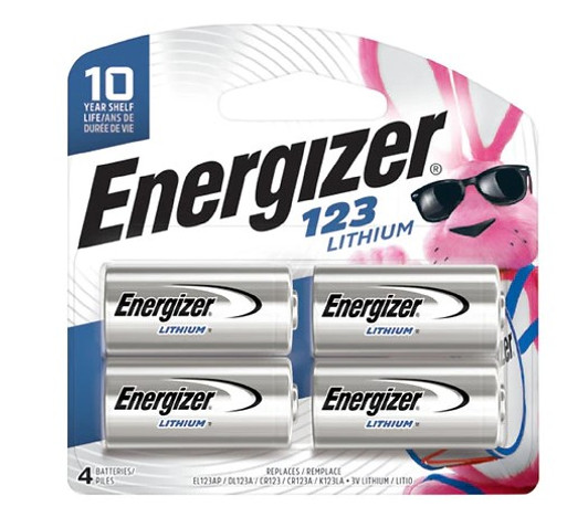 Energizer 4 Pack CR 123 Lithium Batteries Energizer 4 Pack CR 123 Lithium Batteries