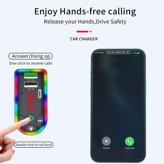 AudioboxTR20 FM Transmitter with Fast Charger & Rainbow Light