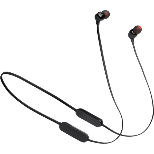 JBL Tune 125 - BT in-Ear Headphones with 3-Button Mic/Remote, Flat Cable - Black