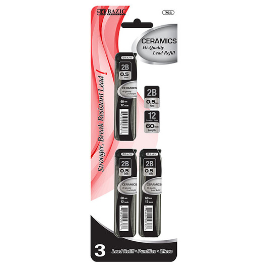 BAZIC 12 Ct. 0.5 mm Ceramics Mechanical Pencil Lead (3/Pack)