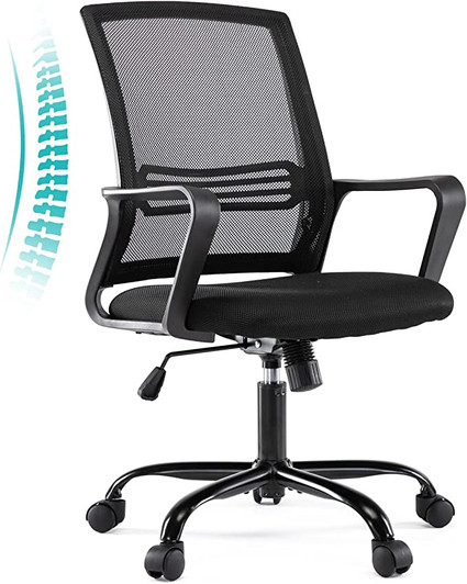 Office Chair, Mesh Ergonomic, Armrest, Rocking Swivel Tilt Function, Metel Wheels frame, Sponge Seat Cushions