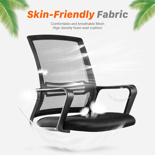 Office Chair, Mesh Ergonomic, Armrest, Rocking Swivel Tilt Function, Metel Wheels frame, Sponge Seat Cushions