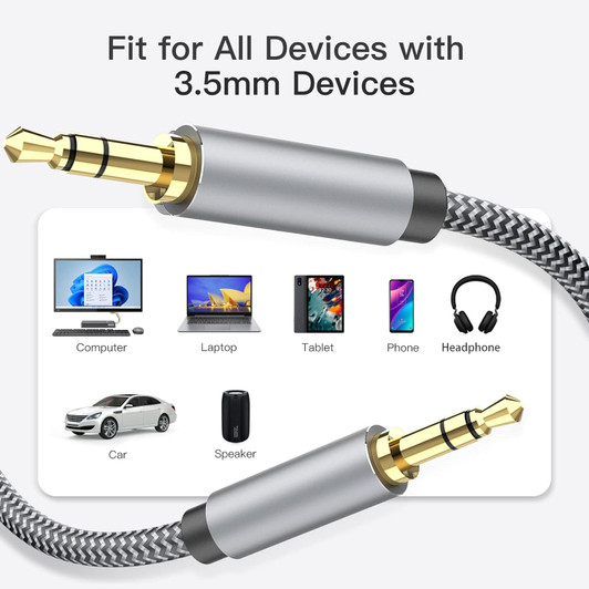 Case logic 10ft 3.5 to 3.5 mm Braided AUX Cable-Gray