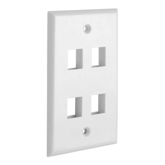 2 x 4" 4 Port Wall Plate for Keystone CAT5e CAT6 - White