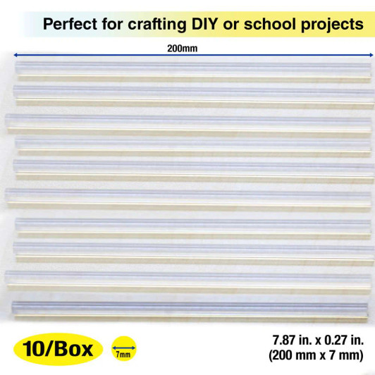 BAZIC 7.87" x 0.27" Dual Temp. Mini Hot Melt Glue Sticks (10/Box)