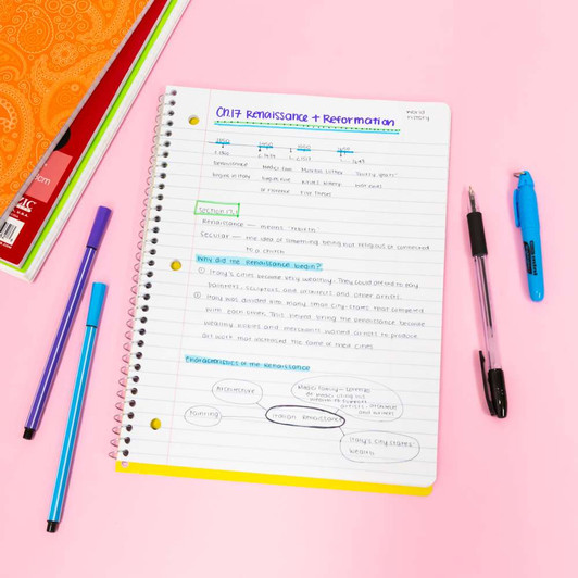 BAZIC Wide Ruled 150 Ct. 5-Subject Spiral Notebook