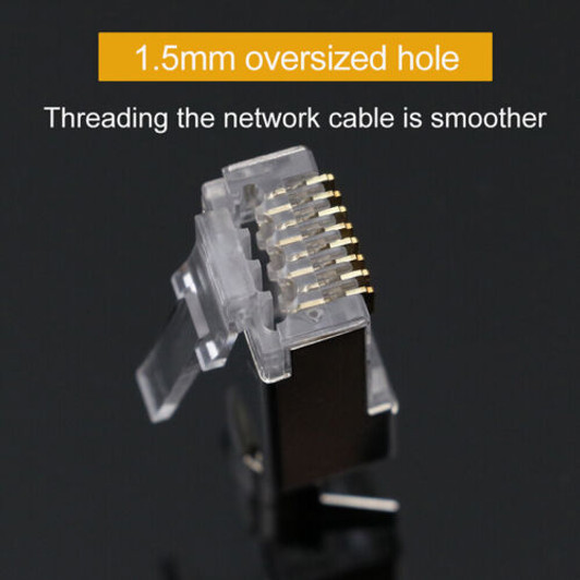 RJ45 Pass Through Shilded connector for CAT7 CAT8 Cables