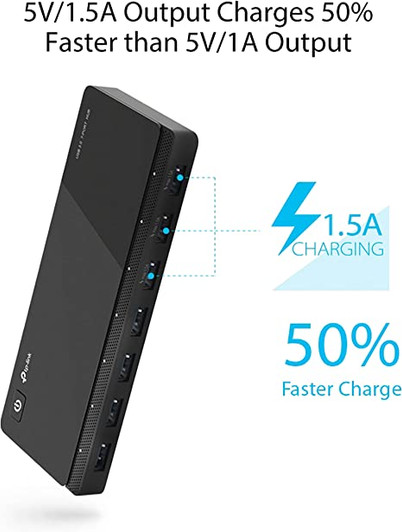 TP-Link Powered USB Hub 3.0 with 7 USB 3.0 Data Ports and 2 Smart Charging USB Ports, 12V/4A Power Adapter