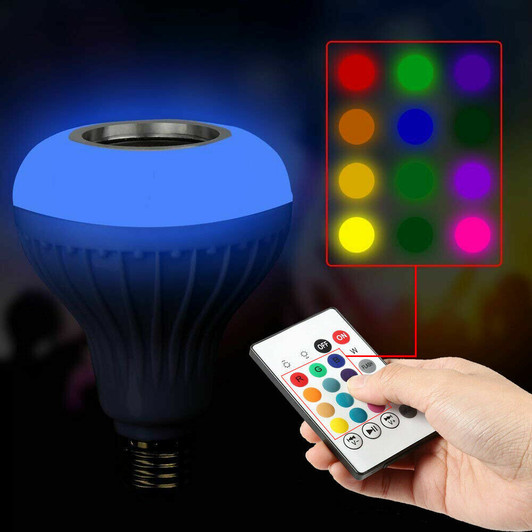 E27 Wireless Bluetooth Smart Light Bulb Speaker LED RGB White Music Play Remote
