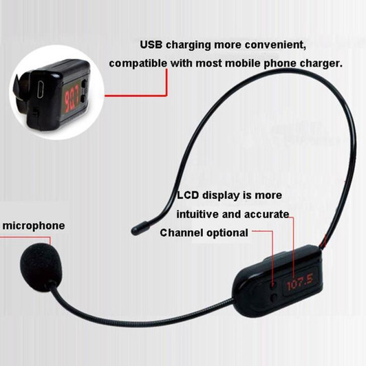 FM Wireless Microphone Headset for FM Radio Devices