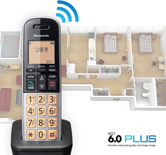 Panasonic Cordless Phone with DECT 6.0, 1 Handset -  (Black/Silver) Panasonic Cordless Phone with DECT 6.0, 1 Handset -  (Black/Silver)