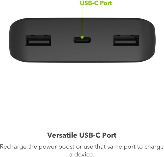 Mophie Power Boost XL 20000mAh Portable Power Bank, Black With USB-C