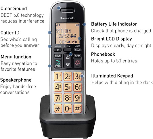 Panasonic 2 Handset - KX-TGB812S Cordless Phone with DECT 6.0 Panasonic 2 Handset - KX-TGB812S Cordless Phone with DECT 6.0