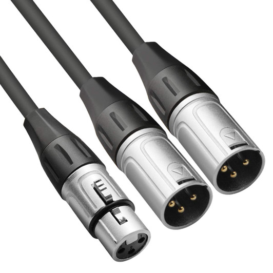 XLR Splitter Cable, 1 XLR Female to 2 XLR Male Patch Cable.