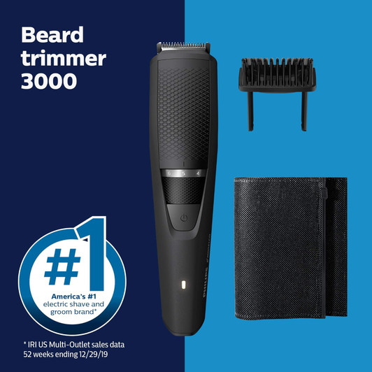 Philips Norelco Beard & Stubble Trimmer 3000 Rechargeable 90 Minutes Runtime