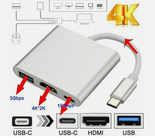 CTG USB-C 3 in 1 HDMI, USB 3.0 & Type-C PD Converter / Adapter