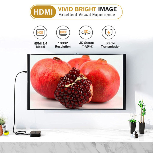 CTG 15Ft (5M - 16.4Ft) HDMI Male to Male 1.4V Cable, Support 4K- Black