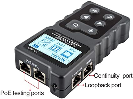PoE Tester PoE Detector Inline Tester For Power Over Ethernet, Network Cable Continuity Checking, DC Power & Switch