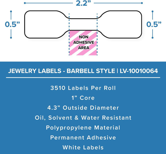 Zebra  Jewelry Labels - Barbell Style| 2.2''x0.5''.