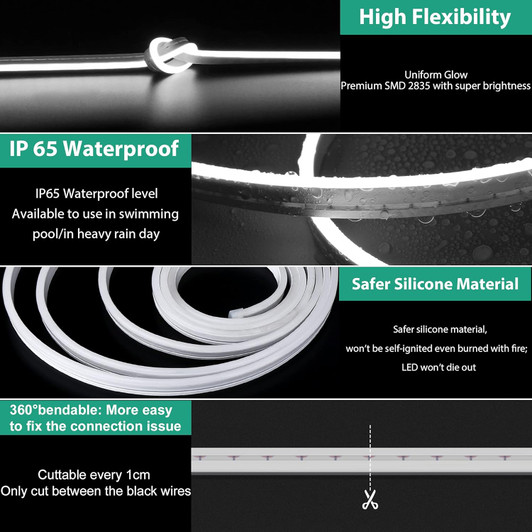 White Neon Outdoor LED Strip light 5 Meters 12 volt