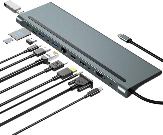 CTG USB-C 10  in 1 Laptop Docking Station With Gigabit Ethernet for Mac / Windows & phone
