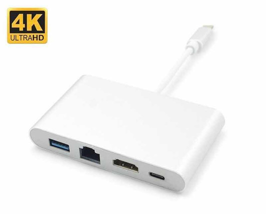 CTG USB-C 4 in 1 Multiport HUB 4K HDMI output, USB 3.0, 100W PD Charging & Gigabit Ethernet, Compatible with Mac, Windows and all other USB-C Devices, Phones etc.
